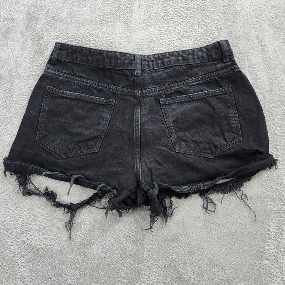 Denim Co Shorts Womens 10 Floral Embroidered Black Denim Hot Pants Distressed - Picture 13 of 15